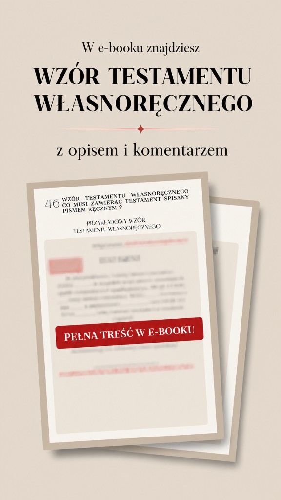 Wzór testamentu własnoręcznego z opisem i komentarzem — pełna treść w ebooku